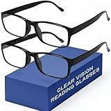 Gaoye 2-Pack of Reading Glasses - Blue-Light Filter, UV Protection - Readers with Rectangle Frames