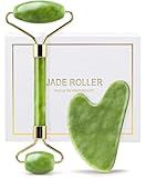 huefull Genuine Jade Roller & Gua Sha Set for Face, Cooling & Firming Effect, Sculpting Tool for Jawline & Skin Care, Self-Care Gift for Women & Men