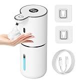 OHIFAST Automatic Foaming Soap Dispenser Touchless, USB Rechargeable Smart Hand Soap Dispenser, 6-Level Adjustable, 12.8oz/380mL Wall Mounted for Bathroom Kitchen Dish Soap-White