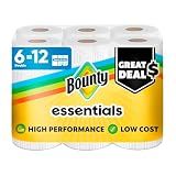 Bounty Essentials Select-A-Size Paper Towels, 6 Double Rolls, White, 108 Sheets Per Roll