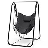 G TALECO GEAR Hammock Chair with Stand,Heavy-Duty and Rustproof Hanging Chair with Stand,Hammock Swing Chair Stand,for Indoor Outdoor Patio Yard Garden Porch (Grey)