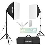 LimoStudio (LED Super Bright) 1800W Output 20 x 28 inch Softbox Continuous Lighting Kit, 5500K-6500K Neutral Day Light Color Temperature, 7600 Lumen, CRI>95, Soft Box Diffuser, 3-Leaf Bulb, AGG3427