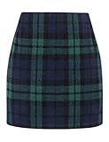 Pencil Skirt for Women 2024 Fall Winter High Waisted Wool Plaid Tartan Bodycon Mini Skirt, Green, L