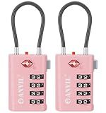 ANVIL 4 Digit Luggage Locks, TSA Locks for Luggage, Advanced TSA008 core, Alert Indicator for Your Travel Lock, Suitcase Lock. (2, Pink)
