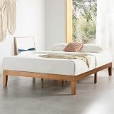 Mellow Naturalista Classic - 12 Inch Solid Wood Platform Bed with Wooden Slats, No Box Spring Needed, Easy Assembly, Queen, Pine