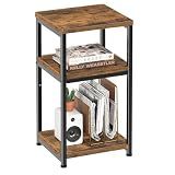 Simple Trending Side Table, End Table Night Stand, 3 Tiers Shelf for Living Room, Rustic Brown
