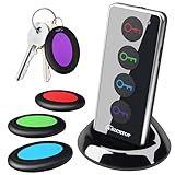 Key Finder Locator, 80dB Wireless Remote Item Tracker, RF Finder for Key, Pet, Luggage, Wallet, Phone, 131ft / 40M Working Range, 1 RF Transmitter & 4 Receivers & Flashlight