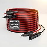 Powlerctl Solar Panel Extension Cable 10 AWG 20Ft 6mm² Wire Gauge Certified PV Cable,100% Tinned Copper with Male and Female Waterproof mc4 Connectors,for RV, Home Boat Photovoltaic Systems