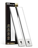 EZVALO 10inch Under Cabinet Lighting, LED Motion Sensor Light Indoor, 2400mAh USB Rechargeable Closet Lights, Dimmable & Magnetic Wireless Under Counter Lights for Kitchen, Pantry, Stairs (2 Pack)