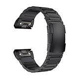 LDFAS Fenix 8/7X/6X/5X Plus Band, 26mm Titanium Metal Quick Release Easy Fit Watch Strap with Double Button Clasp Compatible for Garmin Fenix 7X Pro/6X Pro/5X Plus/Enduro 3/tactix 7 Bands, Black