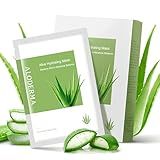 Aloderma Hydrating Sheet Face Masks with 87% Organic Aloe Vera - 5 pack Moisturizing Facial Masks with Hyaluronic Acid & Bergamot Oil for Nourished, Radiant Skin - Aloe Vera Natural Skincare