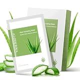 Aloderma Hydrating Sheet Face Masks with 87% Organic Aloe Vera, 5 Pack