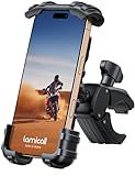Lamicall Bike Phone Holder Mount - [Lockable & Rotating] Motorcycle Handlebar Phone Mount Clamp, Gifts, E-Bike, ATV Scooter Phone Clip for iPhone Air 17 16 15 14 Pro Max Plus, S20, 4.7-6.8" Cellphone