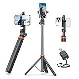 EUCOS 62" Phone Tripod, Tripod for iPhone & Selfie Stick with Remote, Extendable Cell Phone Stand & Ultimate Phone Holder, Solidest Phone Stand Compatible with iPhone/Android