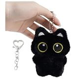 HUIJUFU Black Cat Plush Keychain Cute Bag Charm Gift for Women