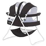 Dream On Me Karley Bassinet in Black, Lightweight Portable Baby Bassinet, Quick Fold and Easy to Carry, Adjustable Double Canopy, Indoor and Outdoor Bassinet with Large Storage Basket.