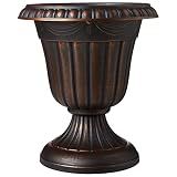 Arcadia Garden Products PL10CP Classic Traditional Plastic Urn Planter Indoor/Outdoor, 15" x 13", Brushed Copper