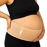 Jill & Joey Maternity Belt - Belly Band for Pregnant Women - Back Brace & Belly Support - Pregnancy Must-Have - Back Pain Relief (Beige, Medium)