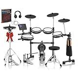 AKLOT Expanded-Size Electric Drum Set: Independent Double Pedal Bass Drum and 10’’ Dual-Zone Snare, Two-Piece Standalone Hi-Hat, 12’’ Triple-Zone Ride Cymbal, 460 Sounds, USB MIDI (B-CORE541D)