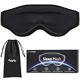 Fygrip 3D Cooling Eye Mask Sleep Mask for Men & Women, 100% Pressure-Free & Light Block-Out Eye Mask for Sleep with Easy Adjustable Strap, Night Eye Cover for Travel, Black