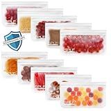 SPLF 10 Pack Dishwasher Safe Reusable Snack Bags, BPA Free Reusable Food Storage Freezer Bags Leakproof Silicone and Plastic Free Lunch Bags Fridge Home Organization