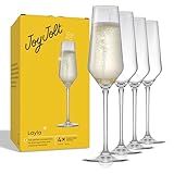 JoyJolt Champagne Glasses Layla Collection, Set of 4 – 6.7 oz Elegant Crystal Stemmed Champagne Flutes for Prosecco, Sparkling Wine, Mimosas, Cocktails, Weddings, Anniversaries, Parties