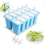 Popsicle Molds, 10 Pieces Silicone Popsicle Molds with Sticks BPA Free Ice Pop Molds Reusable Easy Release Ice Popsicle Maker, Blue
