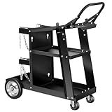 AQNIEGEP Welding Cart, Heavy Duty Welding Cart for Tig Mig Welder and Plasma Cutter, Welder Cart with Upgrade Handles and Increase Storage Space Tank Storage 400 lbs 3 Tiers