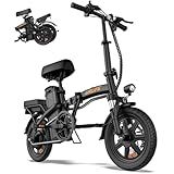 URLIFE Folding Electric Bike for Adults, 14" Portable Commuter ebikes, 20-40 Mile Long Range, 500W Peak Motor, 20MPH, UL 2849 Mini Bikes for Teens (Matte Black​)