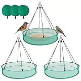 3PCS Bird Seed Catcher Tray 30 Inch Bird Seed Catcher Hanging Hoop Platform for Bird Feeders Includes S-Hooks, Adjustable Ropes & Portable Storage Pouch