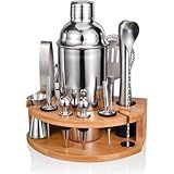 Esmula Cocktail Shaker Set,12 Piece 25oz Bartender Kit with Stand,Bar Set for Mixed Drink, Professional Bar Accessory : Shaker,Jigger,Strainer,Muddler,Liquor Pourers, House Warming Gifts