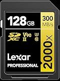 Lexar 128GB Professional 2000x SD Card, UHS-II, C10, U3, V90, Full HD, 8K, Up To 300MB/s Read SDXC Memory Card, for DSLR, Cinema-Quality Video Cameras (LSD2000128G-BNNNU)