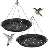 Briwooody 2 Sets 16.7" Bird Seed Catcher Tray Platform Bird Feeder Large Hanging Tray Fits Most Feeders Catches Most Falling Seed and Husk Outdoor Yard Garden Backyard for Attracting Birds, Black