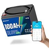 12V100Ah Bluetooth LiFePO4 Battery, Deep Cycle Lithium Battery,15000 Charging Cycles, Lightweight Compact, Perfect For Rv, Trolling Motors, Yacht, Solar Systems (12V 100Ah Group24 Bluetooth)