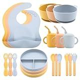 CHCC Silicone Baby Feeding Set 21 Pcs, Baby Led Weaning Supplies, Baby Feeding Supplies Set BPA Free, Essentials for Newborn Gift Mixed