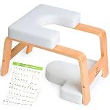 BODYWAKER Yoga Headstand Bench, Stand Yoga Chair for Balance Training, Core Strength Building, Upside Down Chair for Relaxation, Handstand Trainer Inversion Chair for Home Gym (Wood White)