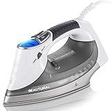BEAUTURAL 1800-Watt Steam Iron with Digital LCD Screen, Double-Layer and Ceramic Coated Soleplate, 3-Way Auto-Off, 9 Preset Temperature and Steam Settings for Variable Fabric Gray