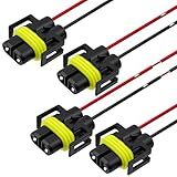 AUXLIGHT H11 H9 H8 880 881 Female Nylon Pigtail Wiring Harness for Headlight or Fog Lights, Premium Connector Socket Adapter (Pack of 4)