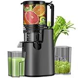 Cold Press Juicer, Juicer Machines with 5.4" Wide Feed Chute for Juice Extractor, Professional Slow Masticating Juicer for Whole Vegetables & Fruits with High Juice Yield, Easy to Clean (Black)