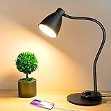 BOHON LED Desk Lamp with USB Charging Port 3 Color Modes Dimmable Reading Light Intelligent Induction Auto Dimming Task Lamp Neck Flexible Table Lamp for Bedside Office, AC Adapter Include