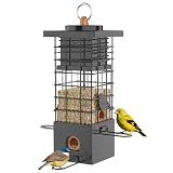 KRUOO Heavy Duty Metal Squirrel Proof Bird Feeder, 2.5LB Large Capacity, Weather Resistant, Easy Refill & Clean, Hanging Wild Bird Feeder