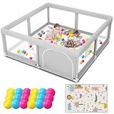 besuhot Baby Playpen with Mat and Ocean Balls 50 x 50 inch