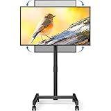 YOMT Mobile TV Cart Rolling TV Stand for 13-50 inch Screens, Tilting and Rotating Mount, Portrait to Landscape, Height Adjustable Portable TV Stand with Wheels Holds up to 44lbs Max VESA 200x200mm