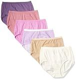 JUST MY SIZE Women's Plus Size Cool Comfort Cotton High Brief 6-Pack, Assorted, 13 (16156C)