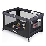 Pamo Babe Portable Crib Baby Playpen with Mattress and Carry Bag Black
