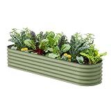 Vego garden Raised Garden Bed Kits, 17" Tall 9 in 1 8ft X 2ft Metal Raised Planter Bed for Vegetables Flowers Ground Planter Box-Olive Green