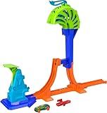 Hot Wheels Toy Car & Track Set, Stunt Tracks Power Launch Champion with 1.5-Foot Jump with Catch Cage, Speed Snap Track Compatible, 1:64 Scale Vehicle