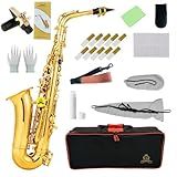 Yasisid Alto Saxophone HighQualityBrassSaxwith E-Flat Gold Lacquer Saxophon CaseMouthpiece AccessoriesIdealfor Beginnersto Advanced Musicians