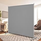 RANTILA Single Large Panel Room Divider, Privacy Screen for Office, Partition Separators, Freestanding Divider 71''W x 69.5''H, Grey