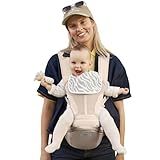 Baby Carrier Pro, MOMTORY Safety-Certified 6-in-1 Ultra Storage Baby Carrier Newborn to Toddler, Detachable Baby Holder Carrier with Hip Seat, Ergonomic Cozy Baby Body Carrier for 7-50lbs, Khaki